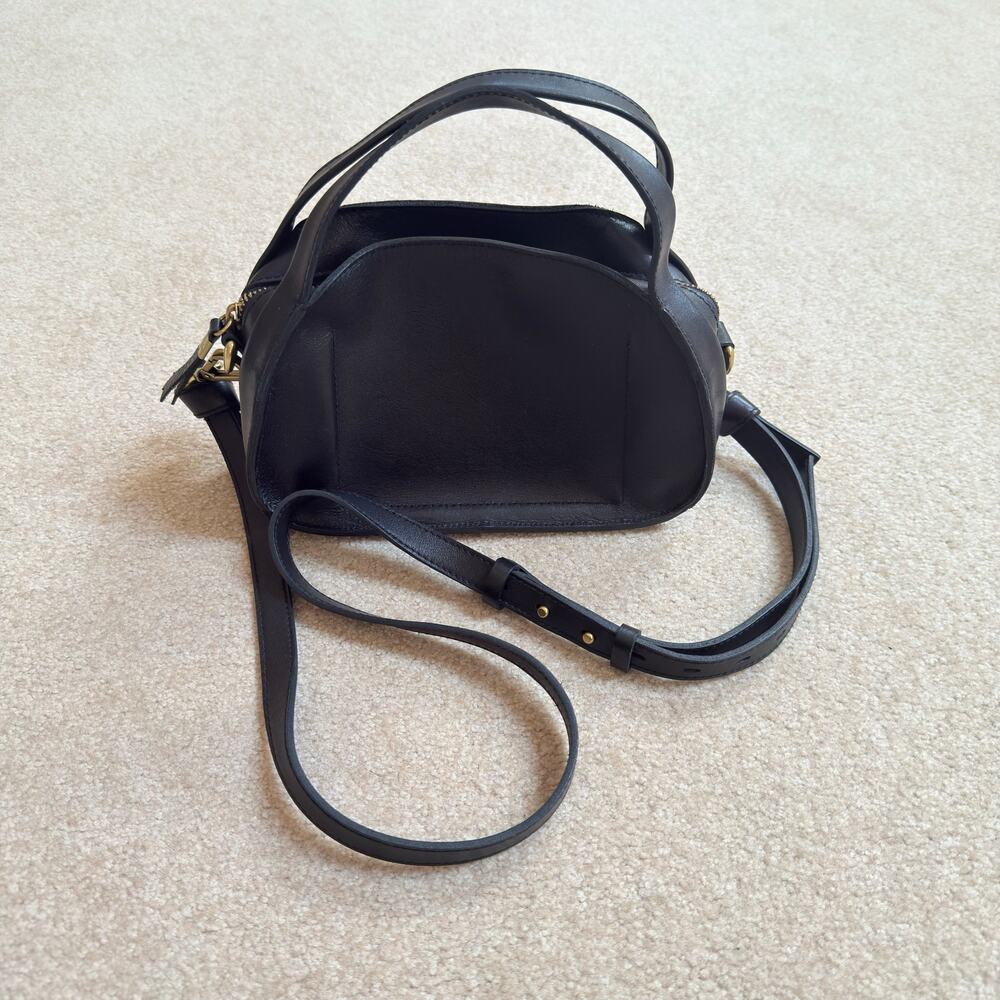 Madewell Sydney Black Leather Zip Top Small Crossbody Bag Convertible - Picture 2 of 13